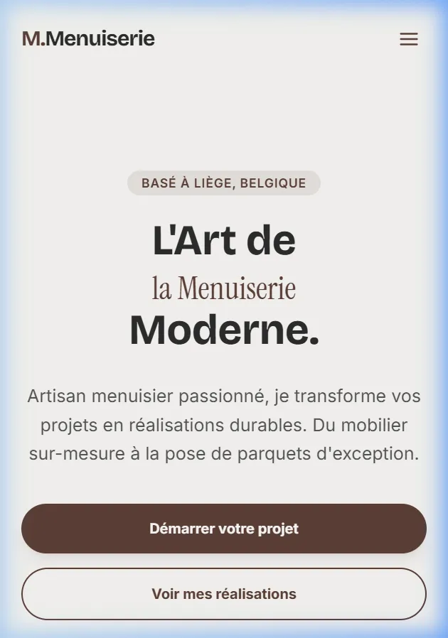 Site web pour artisan menuisier template M.Menuiserie avec galerie avant/après