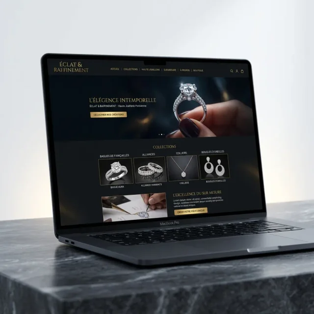 Télémétrie e-commerce premium avec design immersif et boutique sécurisée