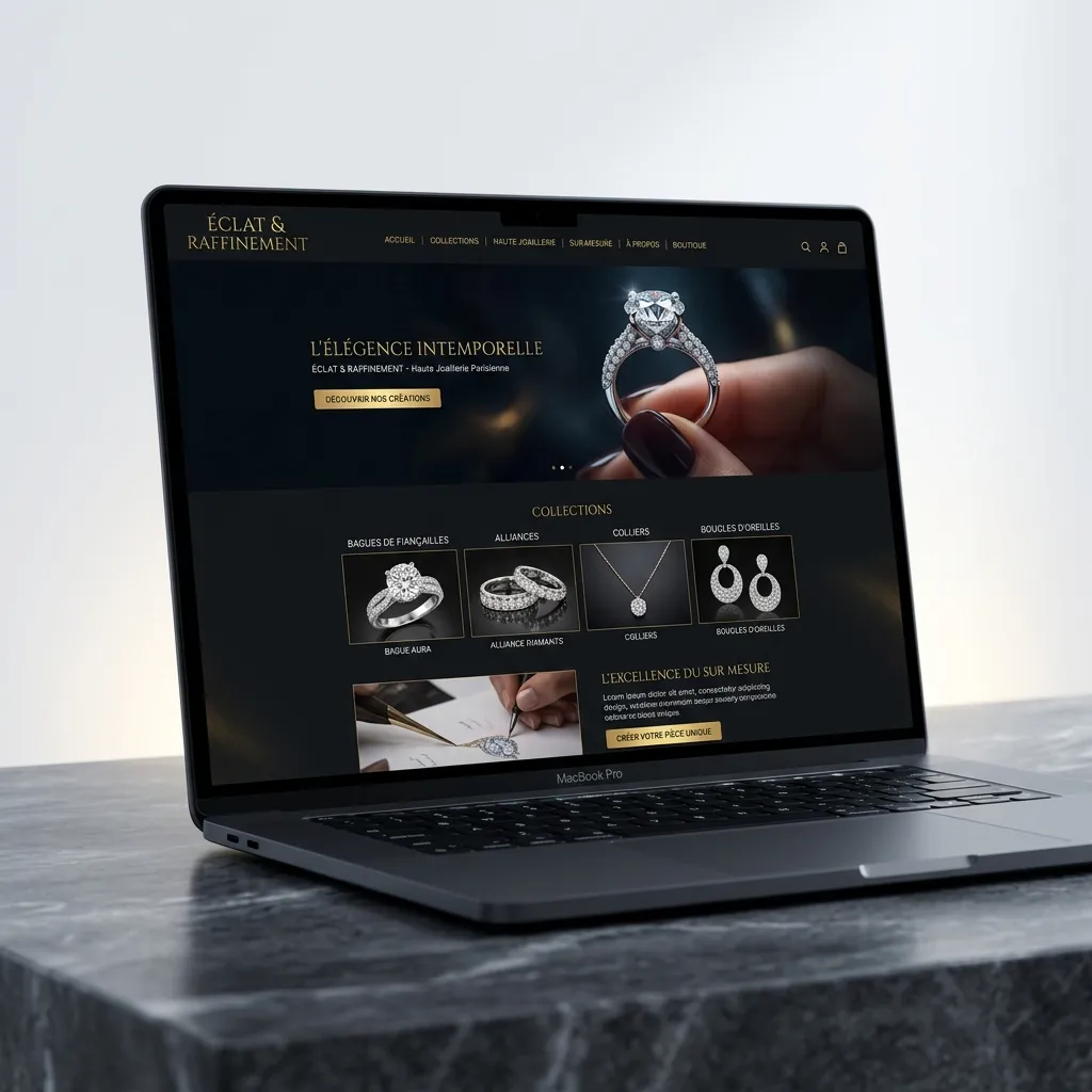 Architecture e-commerce premium avec design immersif et boutique sécurisée