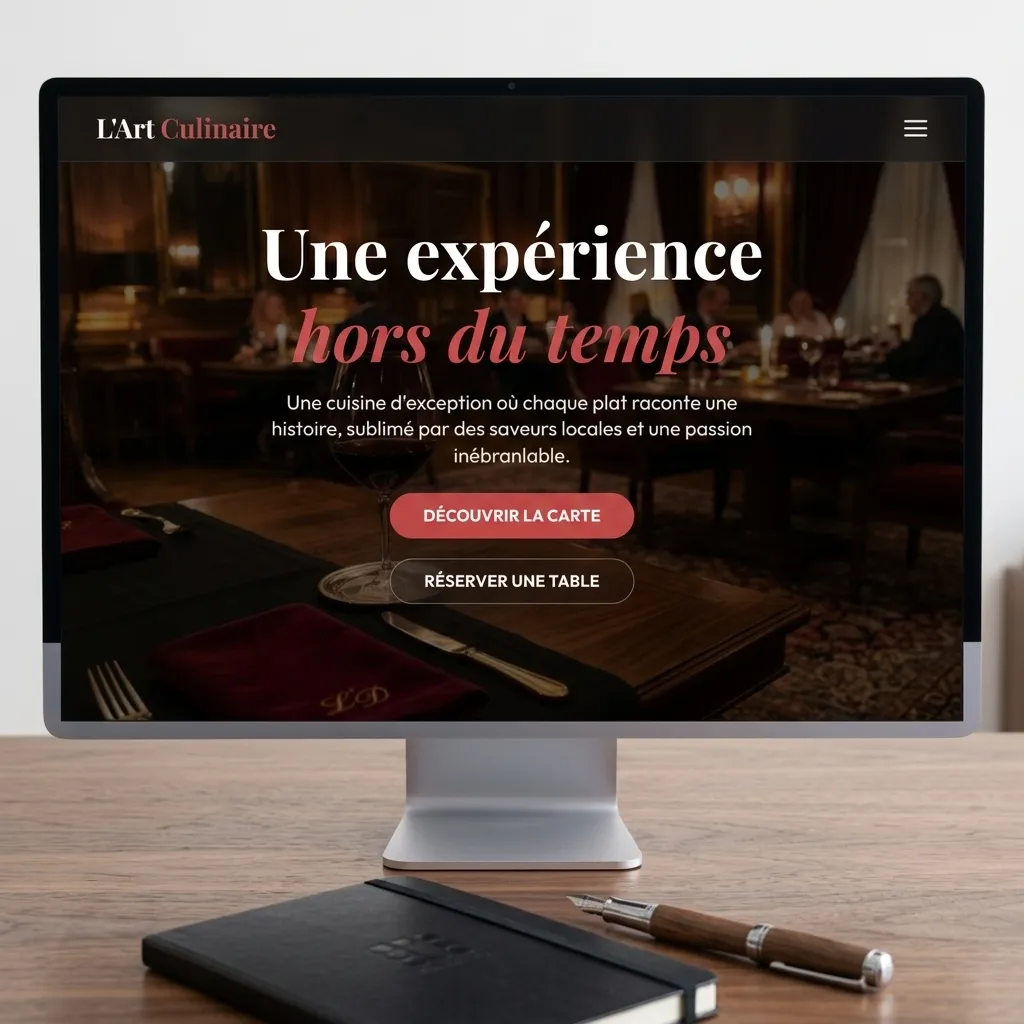 Aperçu du template site web pour restaurant gastronomique L'Art Culinaire avec menu interactif