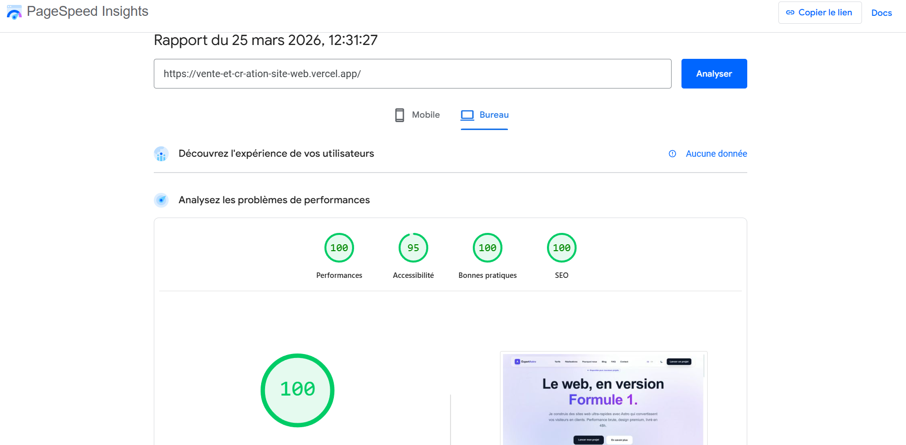 Score Lighthouse 100/100